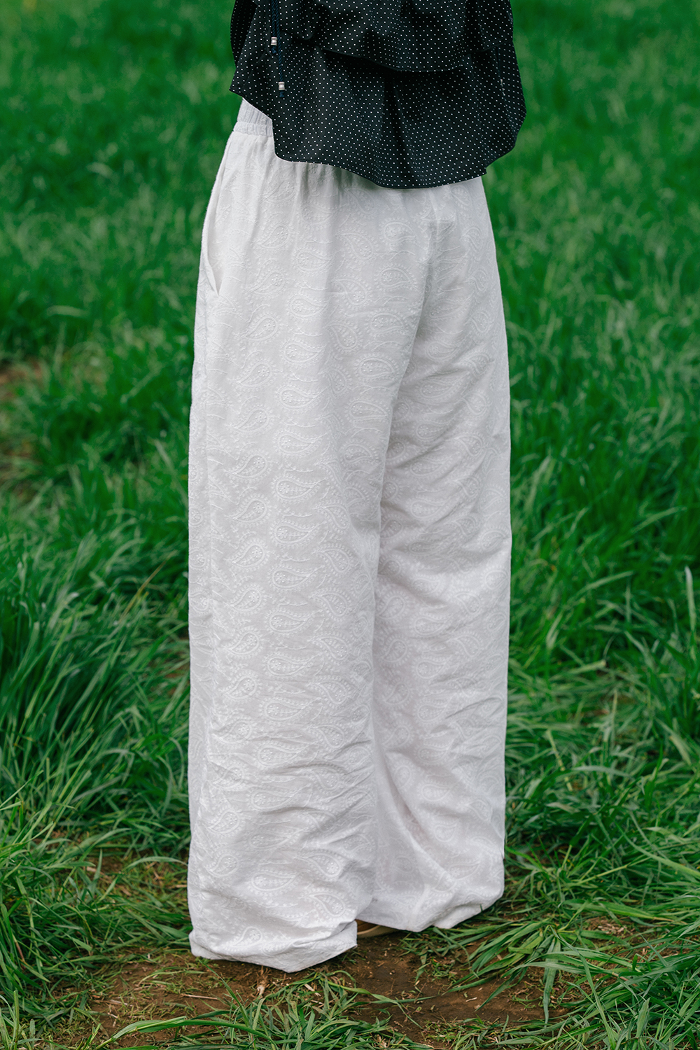 oheshio PAISLEY LACE PANTS, WHITE