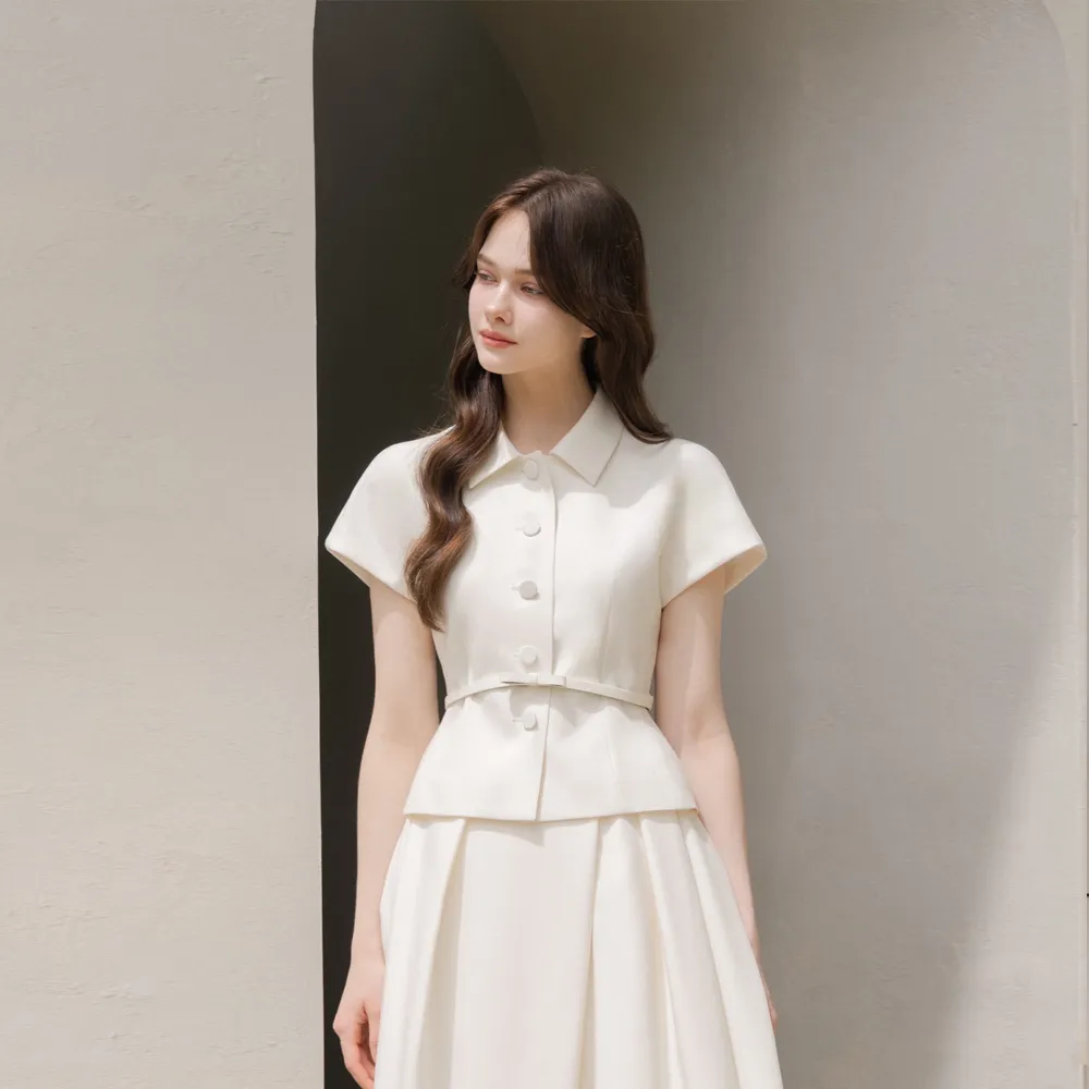 Cap-sleeve Jacket(벨트 제공)/ Ivory(2color)