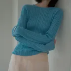 MOHAIR RIB KNIT TOP_OCEAN BLUE