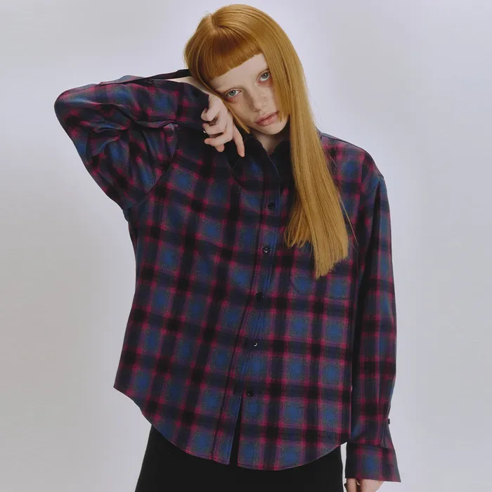SC Subculture】WOOL CHECK SHIRT PURPLE2（WOOL CHECK SHIRT  