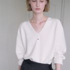 CASH MERINO WOOL V-NECK KNIT_IVORY