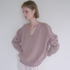 CASH MERINO WOOL V-NECK KNIT_MAUVE PINK