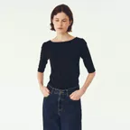 [8th] Finca Boat Neck Tee in Black