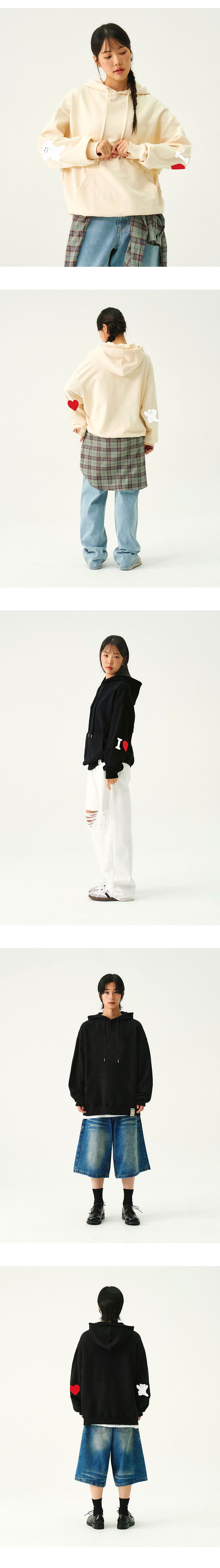 MUSINSA | GRAVER [UNISEX]Elbow I LOVE Bear Hoodie_Cream
