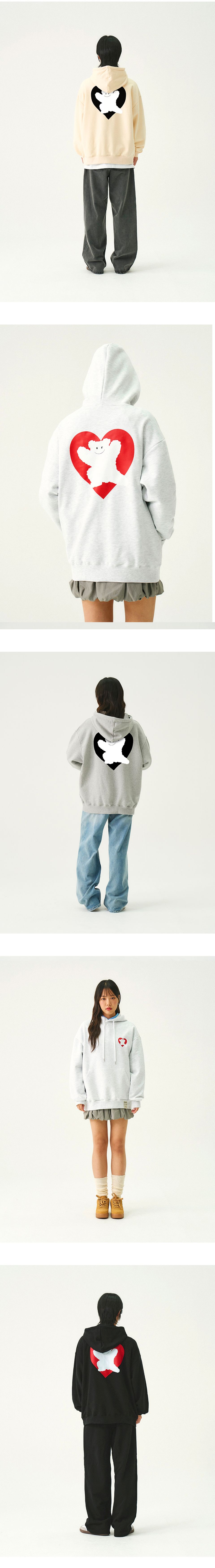 MUSINSA | GRAVER [UNISEX] Bear Heart Back Print Hoodie_Black