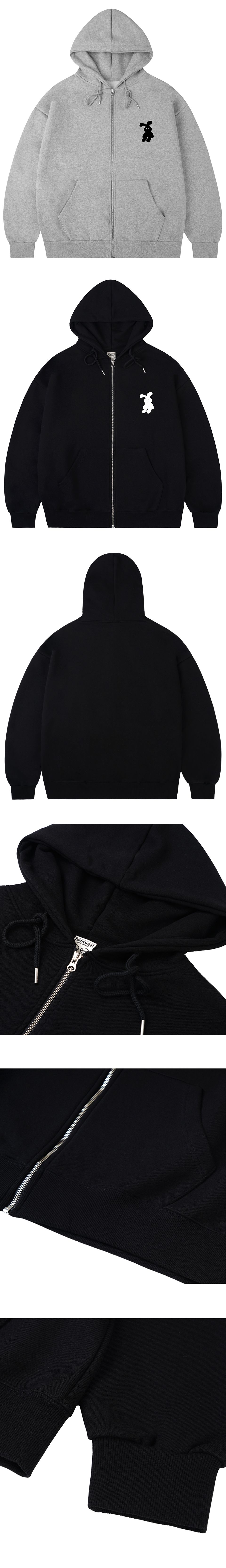 【GRAVER】24FW★ [UNISEX]Small OF Rabbit Hood Zip-Up MUSINSA | GRAVER [UNISEX]Small OF Rabbit Hooded Zip-up_Gray