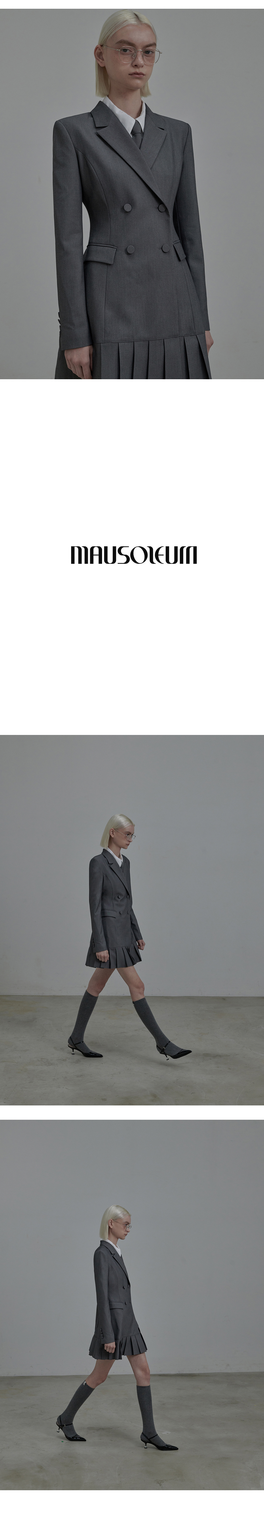Jenn pleated suit jacket dress - Grey - 감도 깊은 취향