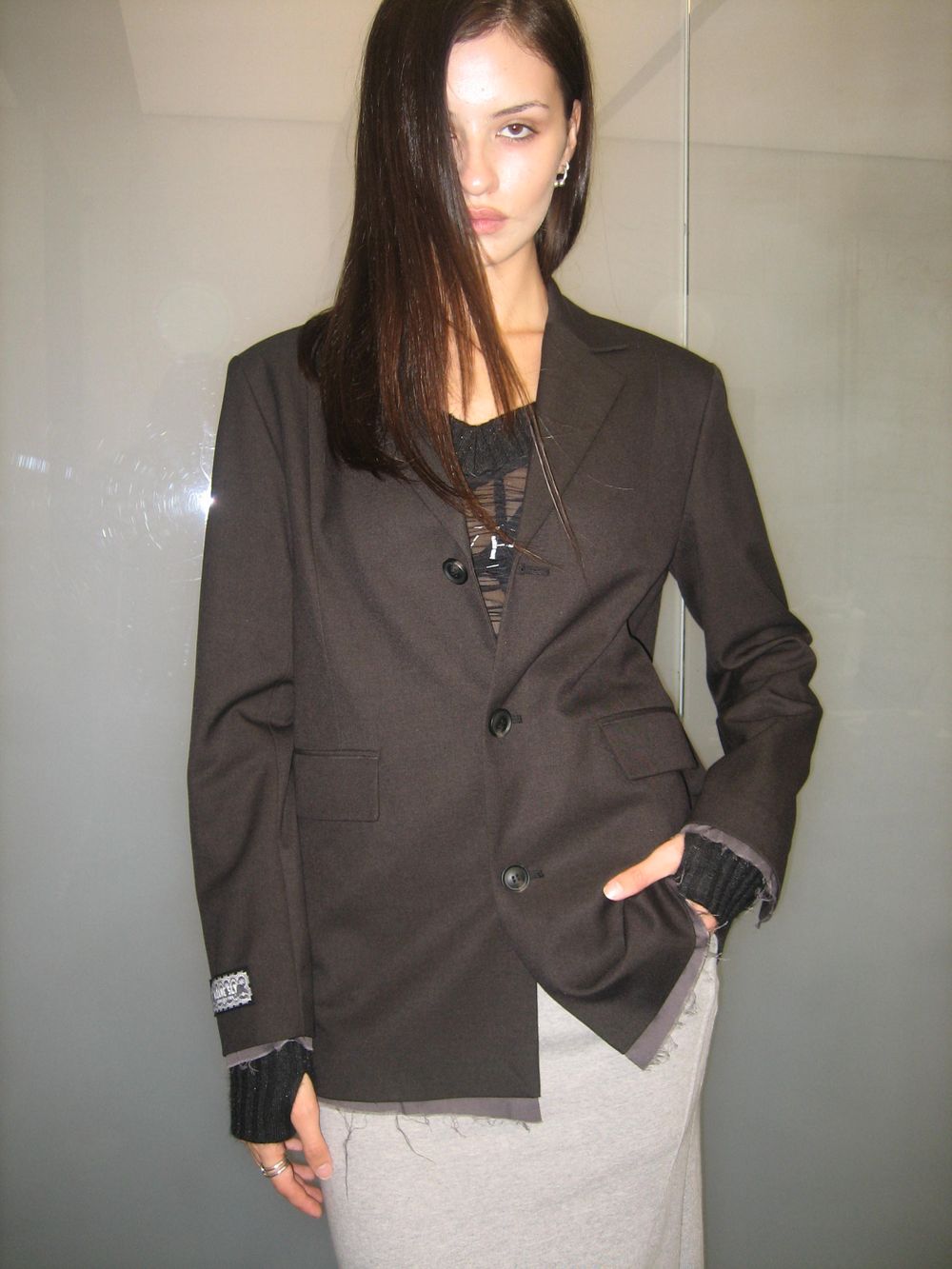 OVERSIZED RAW EDGE JACKET (BLACK) - 2000 Archives