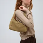 suede buckle bag (mini) - beige