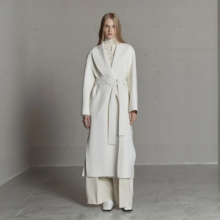 [3차][장윤주 착용][ANGORA 20%] ANNA Angora Shawl Collar Handmade Coat_Ecru ...