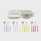 [29cm단독] 에센셜 식판 5구(화이트) + 머쉬룸 커트러리 세트 (크림화이트)