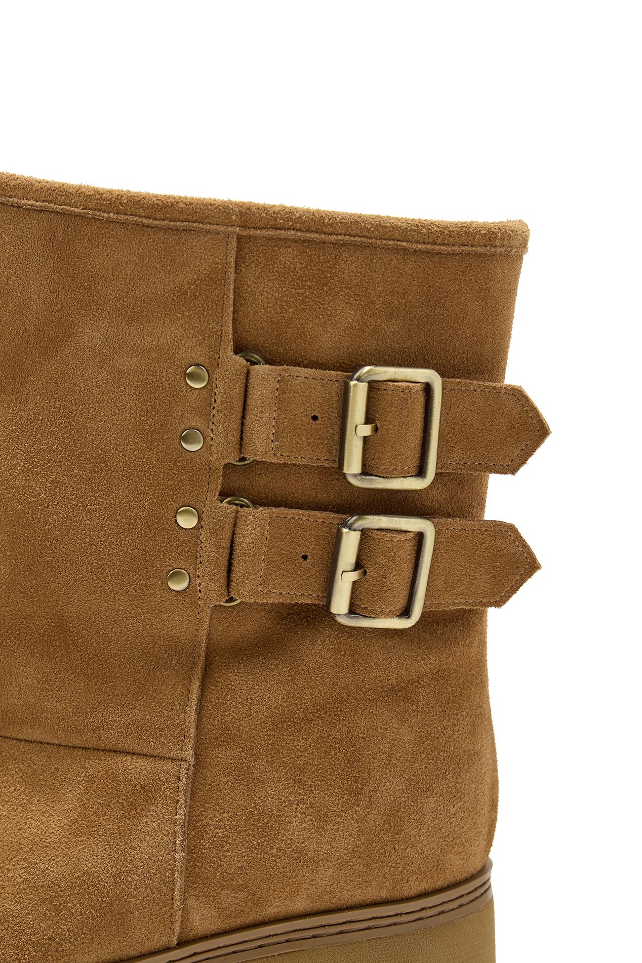 ショートブーツ・ブーティ DEINET TEDDY BEAR BUCKLE BOOTS IN BROWN FREEBIRD STORES - BIRCH product
