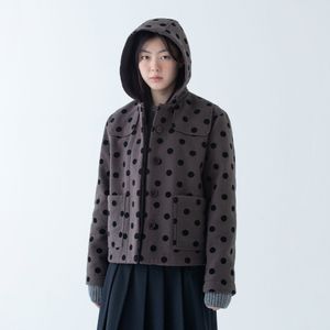 OHESHIO CHECK HALF WOOL COAT しょぼかっ BLACK