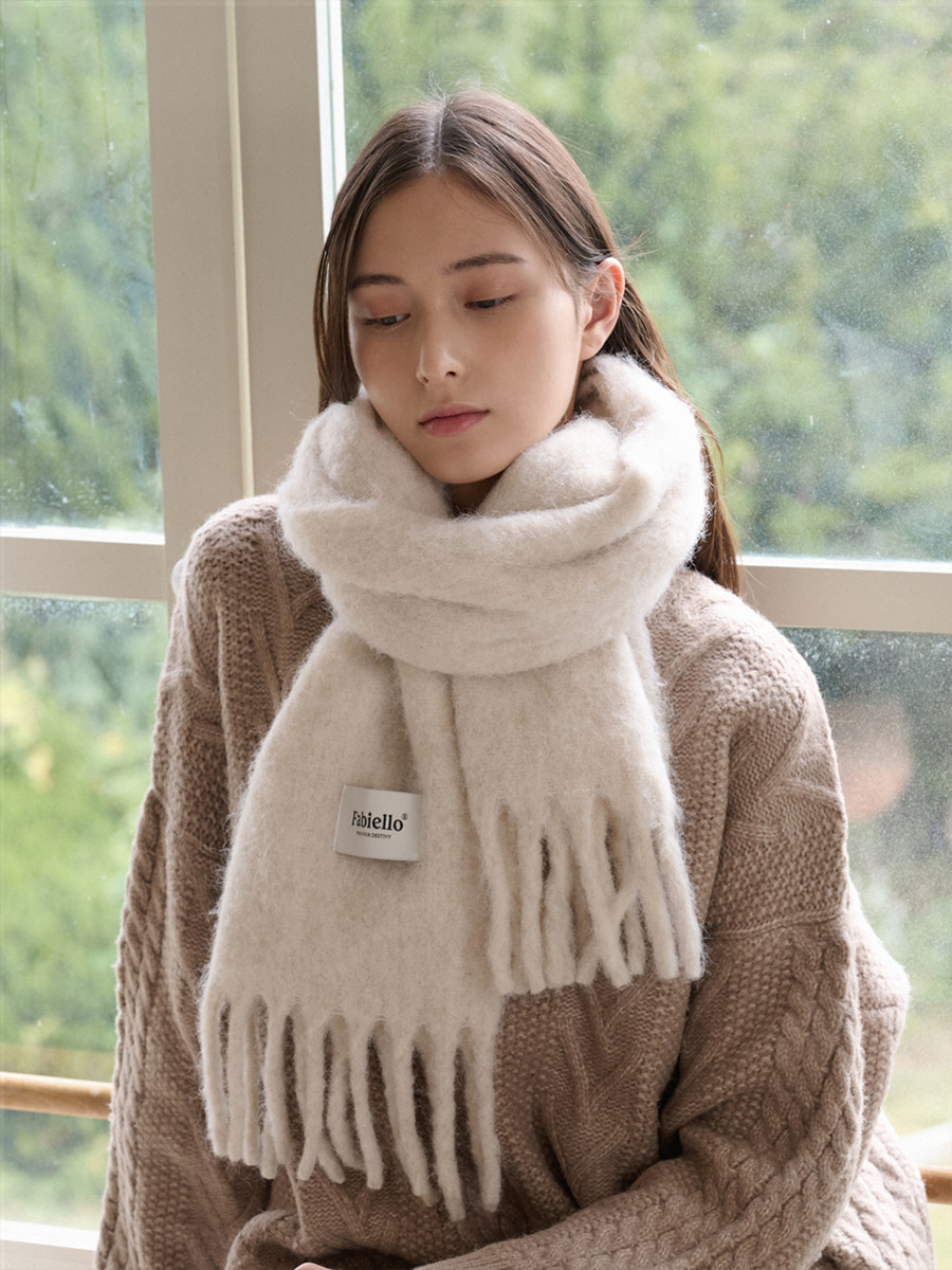 マフラー・ストール FABIELLO Wool candy muffler (dark brown) Wool candy muffler (green) - 파비엘로