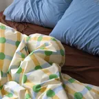 [29CM 단독구성] 순면 알러지방지 무봉제 차렵 3종 세트 - 닷체크 그린 온 베이지 (이불+매트리스커버+베개커버)