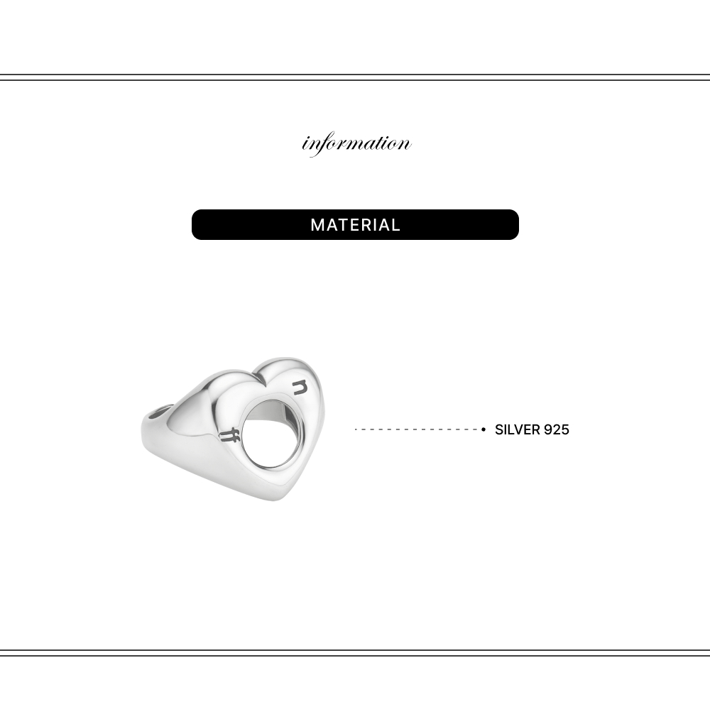 [韓国人気ジュエリー] nff Silver925 Heart Void Ring silver925] heart void ring-black silver - 감도 깊은 취향