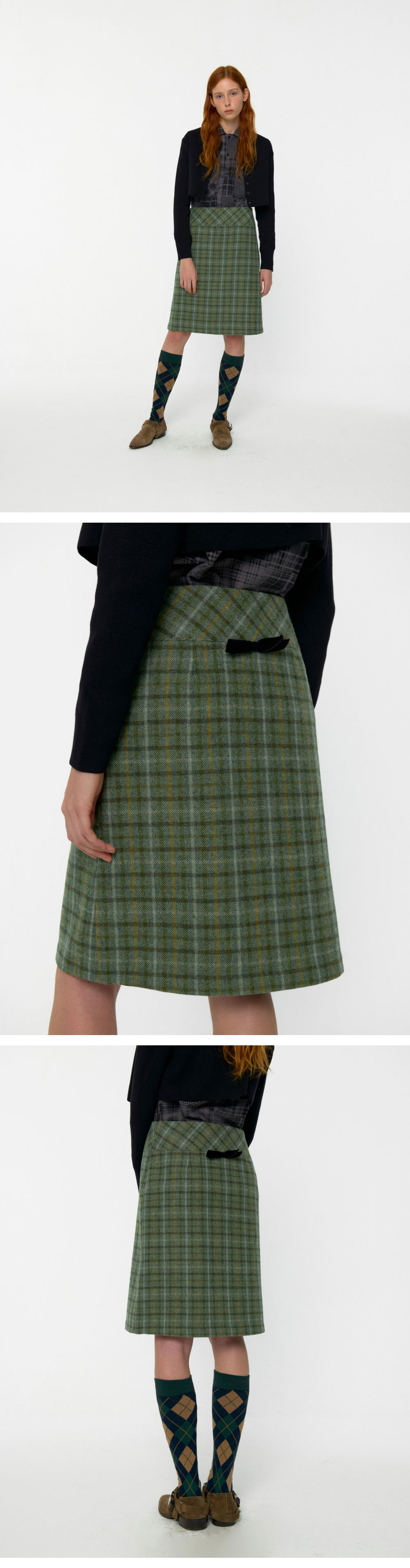 Joy Wool Check Midi Skirt (Green) - 감도 깊은 취향 셀렉트샵 29CM