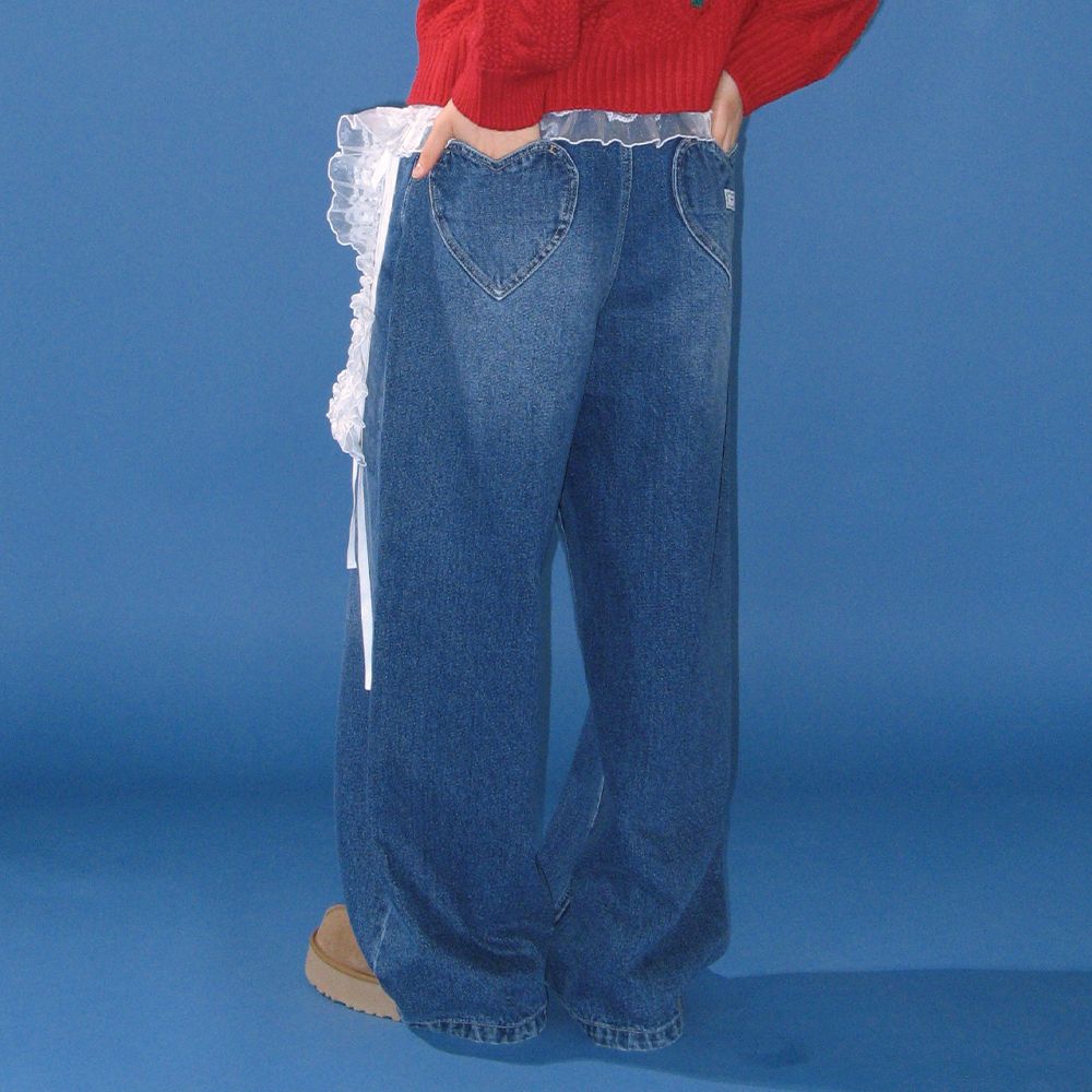 パンツ RONRON BACK HEART STITCH POCKET DENIM PANTS WHITE RR24CPT380 RONRON BACK HEART STITCH POCKET DENIM PANTS WHITE – SeoulSeoul