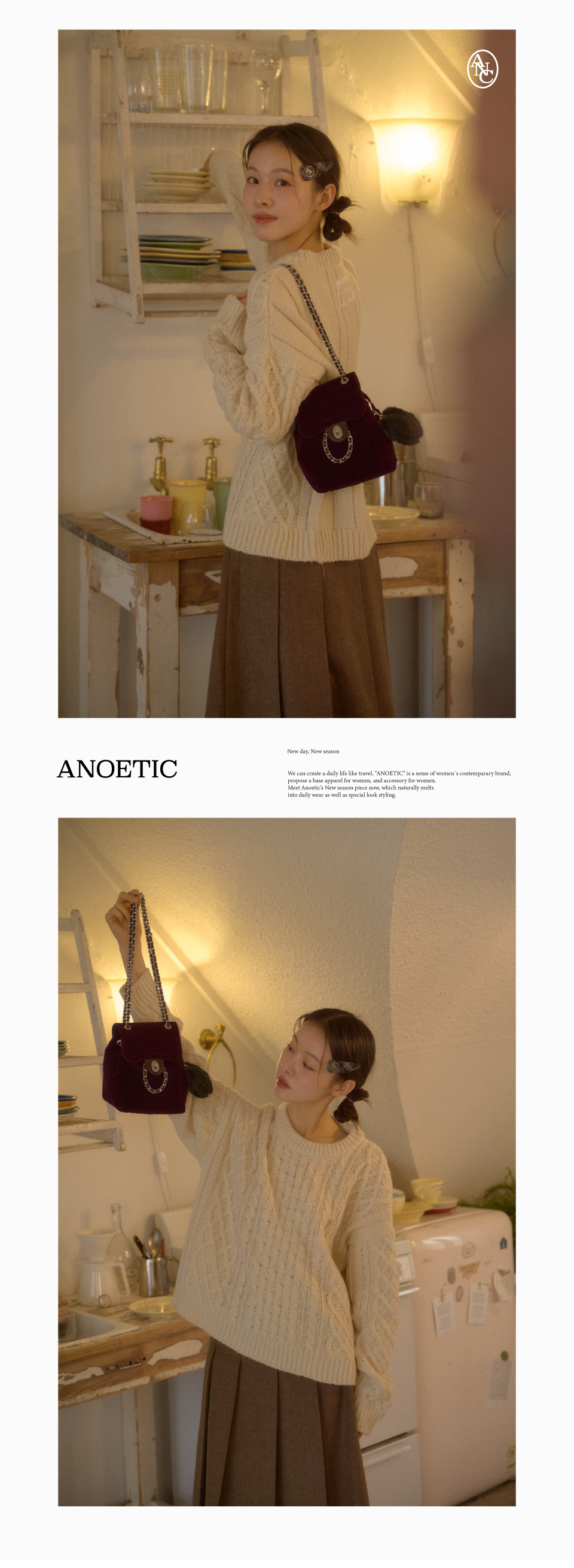★ANOETIC★ ANC CLASSIC MINI SHOULDER BAG_VELVET WINE ANC CLASSIC MINI SHOULDER BAG_VELVET WINE