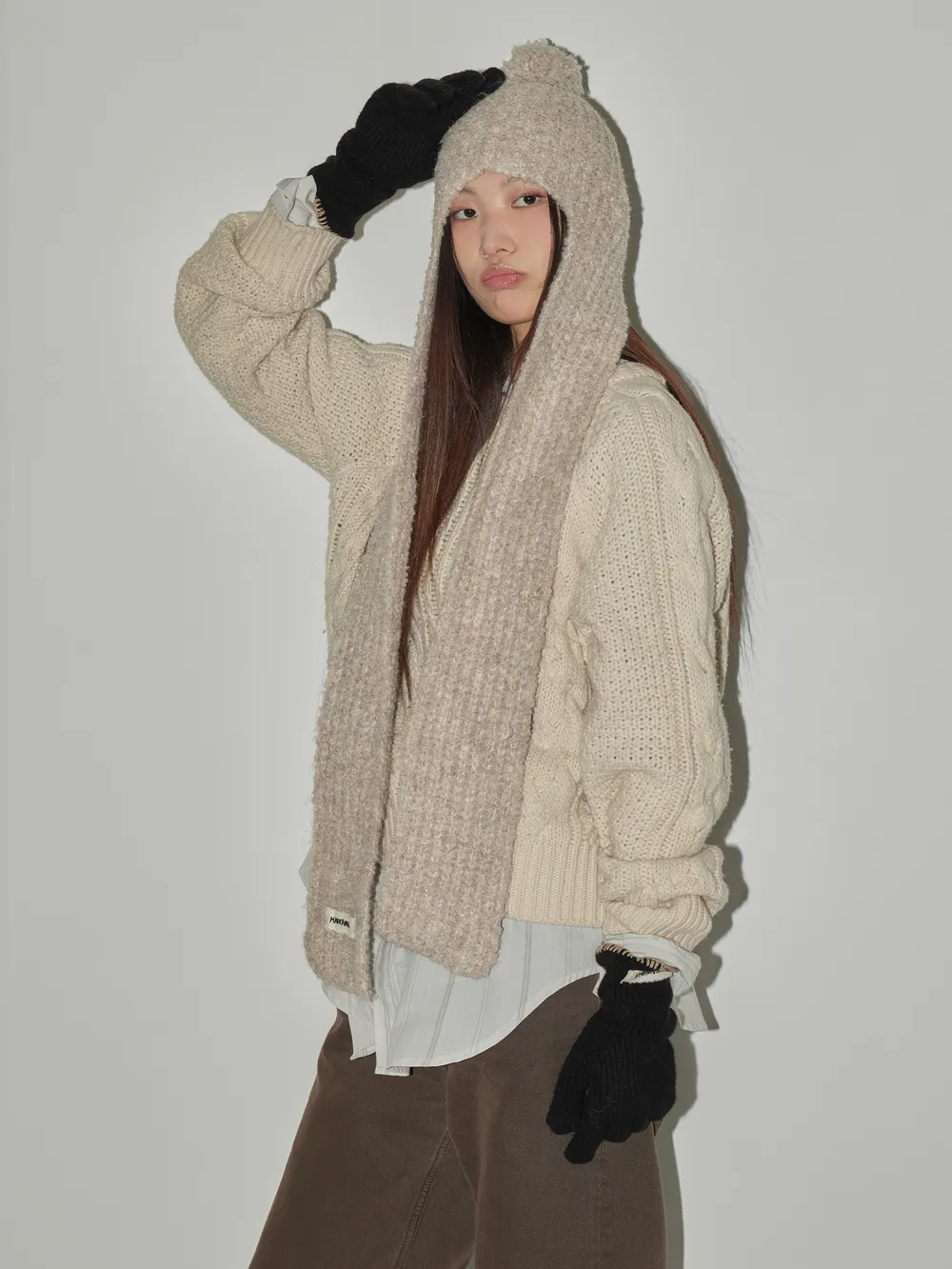 knit bell muffler hat (BEIGE) - 감도 깊은 취향 셀렉트샵 29CM