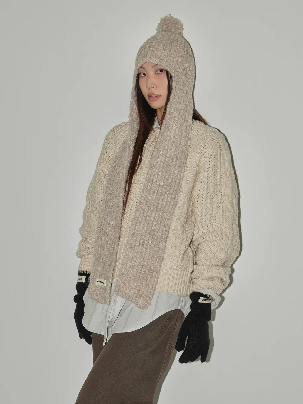 knit bell muffler hat (BEIGE) - 감도 깊은 취향 셀렉트샵 29CM