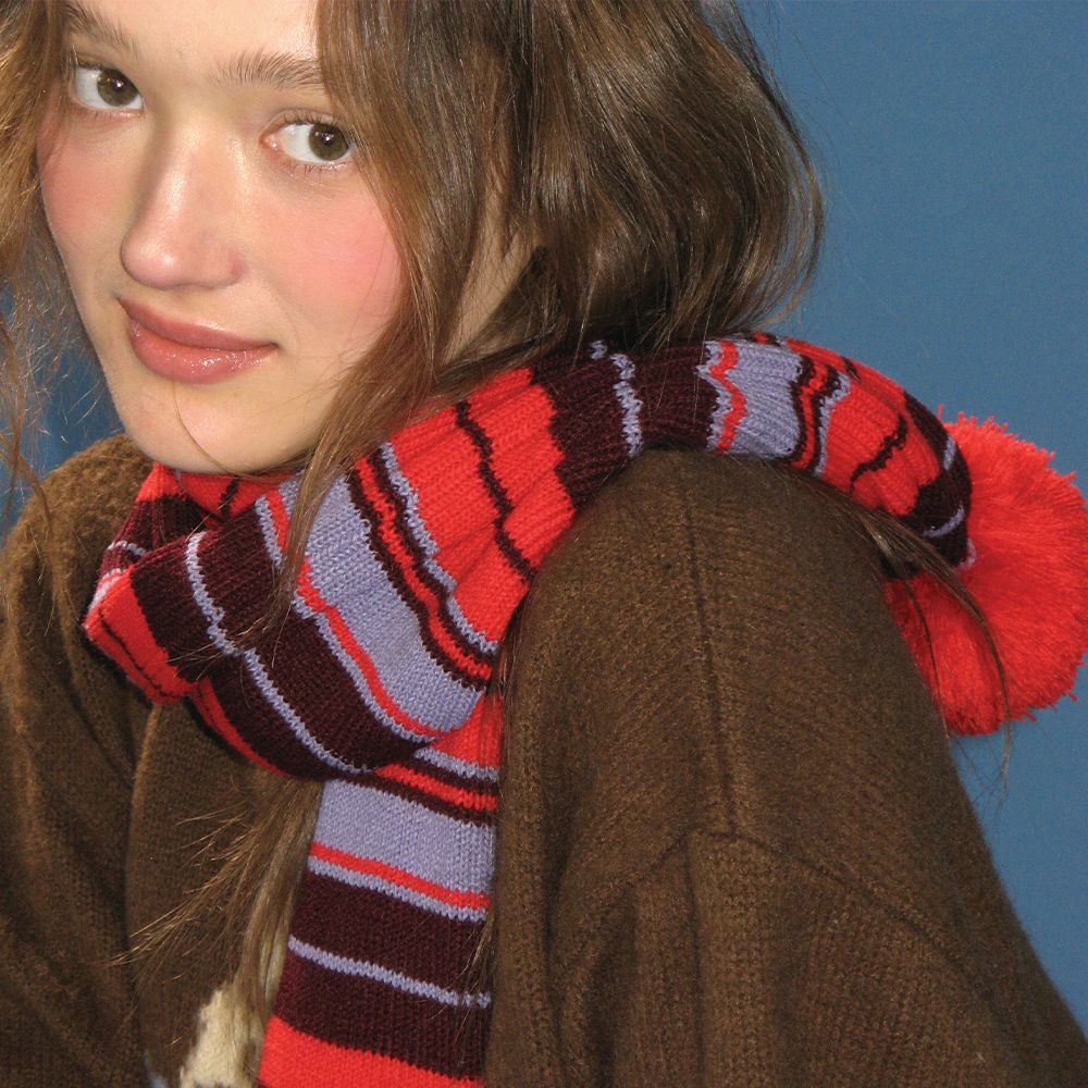 【RONRON】韓国人気★ MULTI STRIPE BELL KNIT MUFFLER★ 3COLOR MULTI STRIPE BELL KNIT MUFFLER (3color) - 감도 깊은 취향