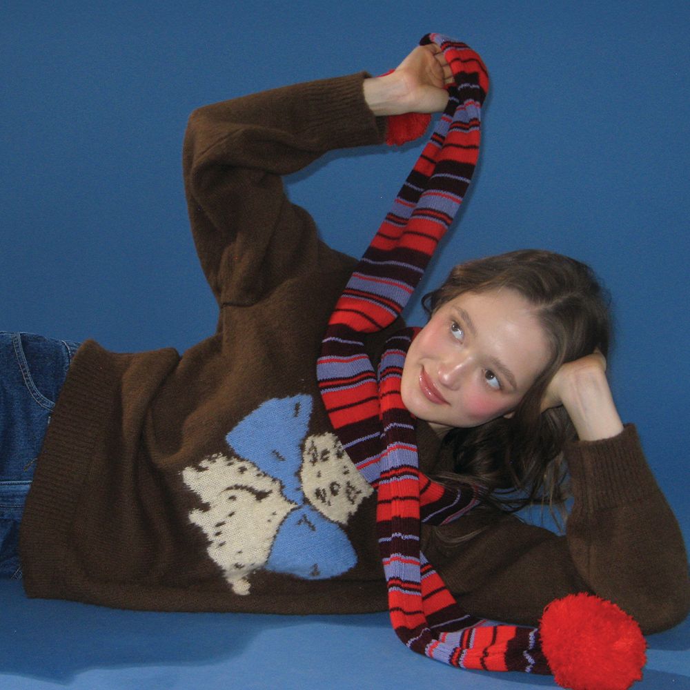 【RONRON】韓国人気★ MULTI STRIPE BELL KNIT MUFFLER★ 3COLOR MULTI STRIPE BELL KNIT MUFFLER (3color) - 감도 깊은 취향
