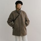 [12/30 순차배송] wool signature half coat (herringbone brown)