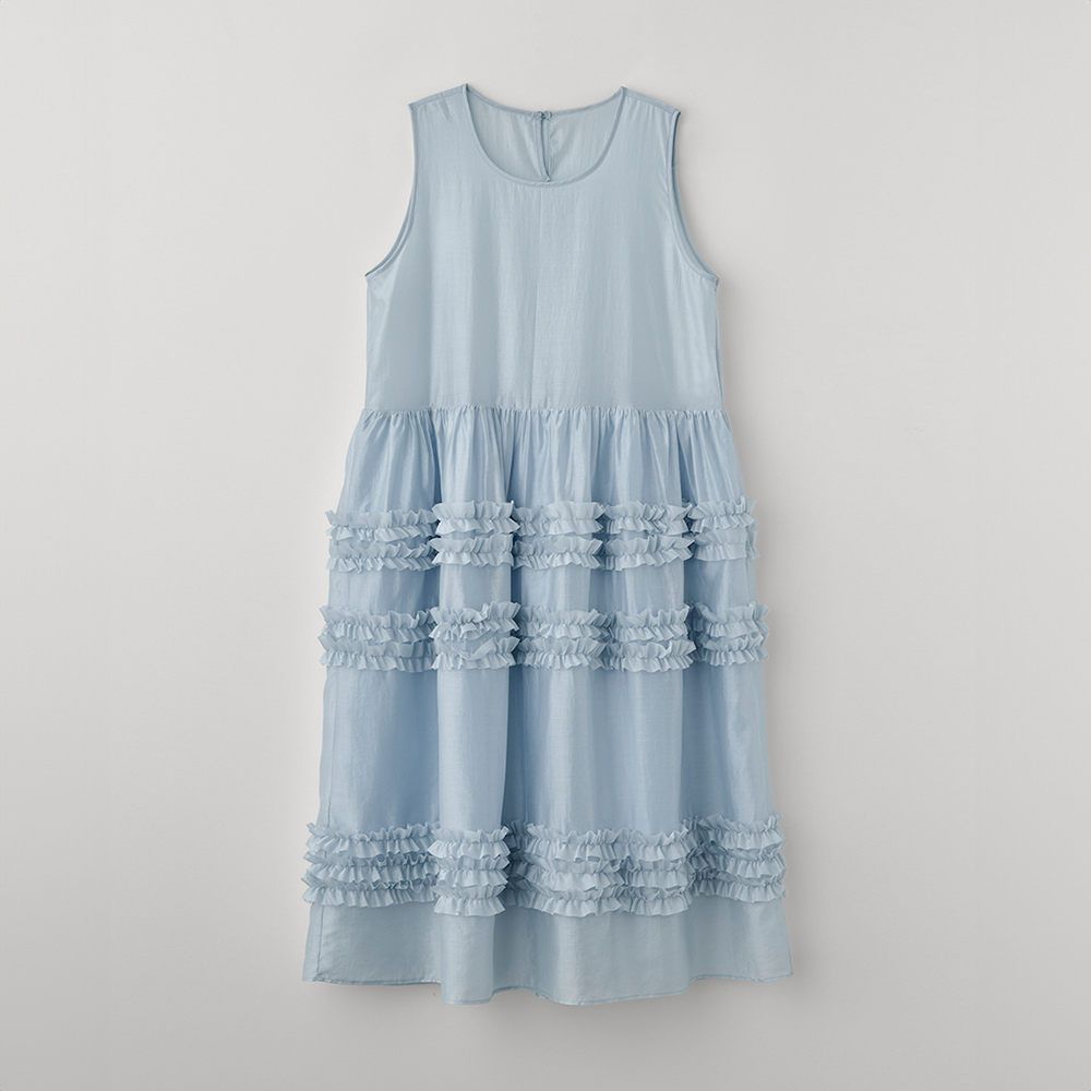 韓国商品/CELITAILS SHEER FRILL LONG DRESS SHEER FRILL LONG DRESS_SKY BLUE - 감도 깊은 취향 셀렉트샵 29CM