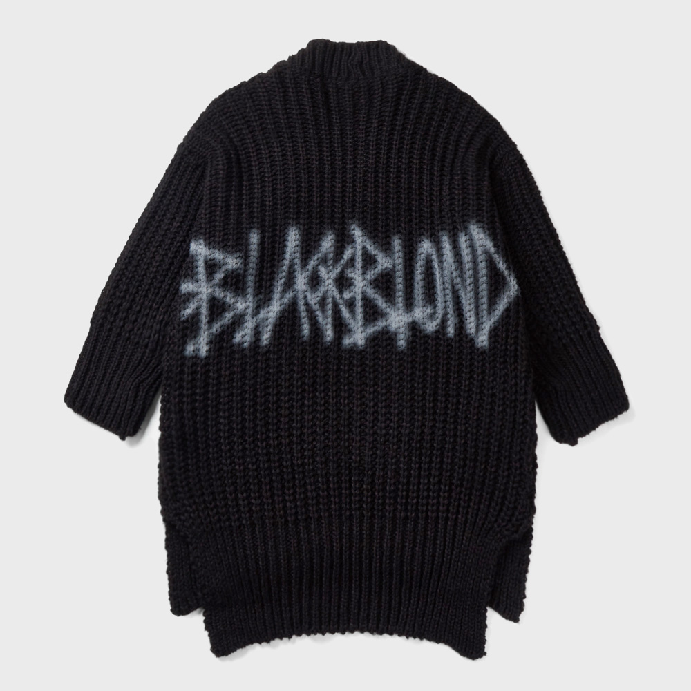 BLACKBLONDのBBD Graffiti Logo Drape Flow Knit Cardigan BBD Graffiti Logo Draped Flow Knit Cardigan (Blue