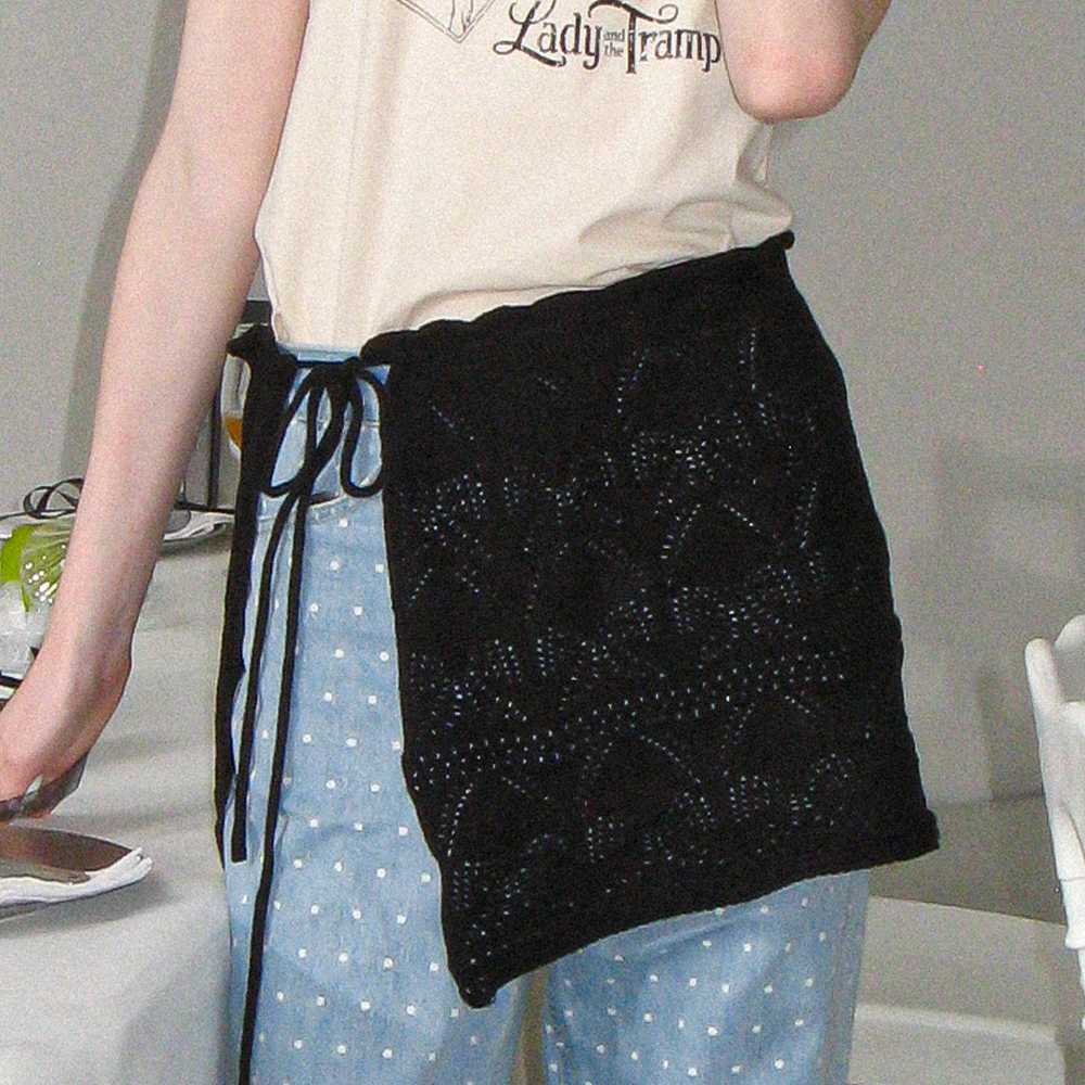 RONRON★韓国★人気★RIBBON SCOTCH LAYERED KNIT LAP SKIRT 2色 RIBBON SCOTCH LAYERED KNIT LAP SKIRT BLACK - 감도 깊은 취향