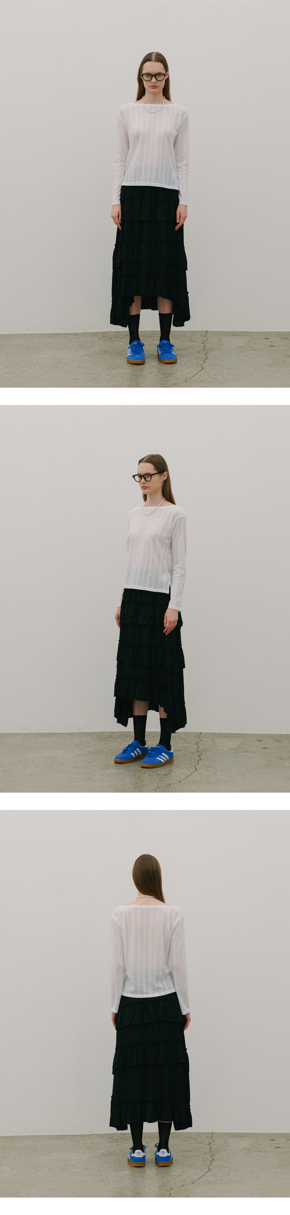 ワンピース Trimming frill Unbalanced Long Banding Skirt Black Trimming frill Unbalanced Long Banding Skirt Black - 감도