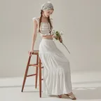 어네스 티어드 롱 스커트 - White