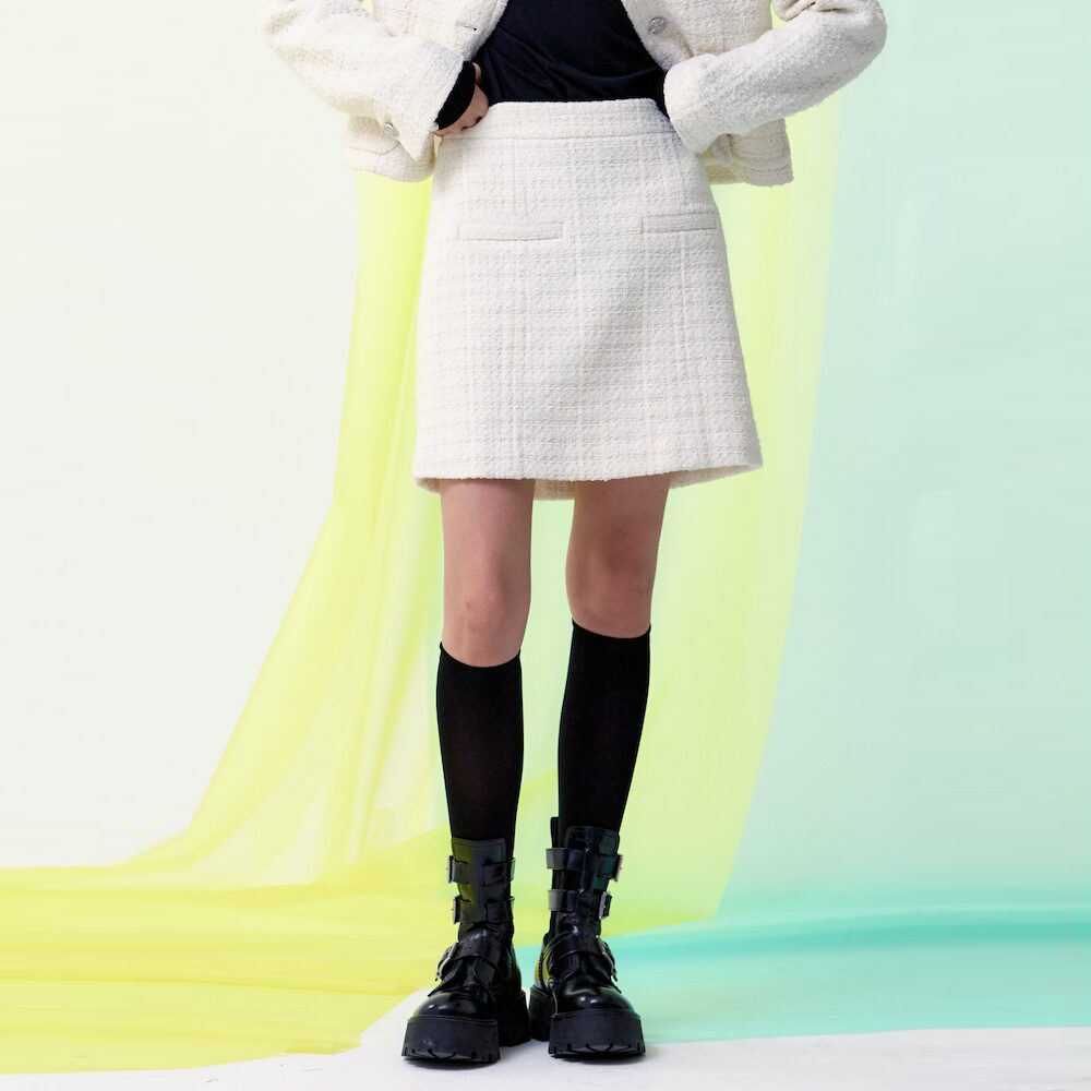 ROLAROLA★大人気★SET-UP CHECK JACQUARD KNIT SKIRT SK-21146 SK-21146) SET-UP CHECK JACQUARD KNIT SKIRT LIGHT BLUE - 감도