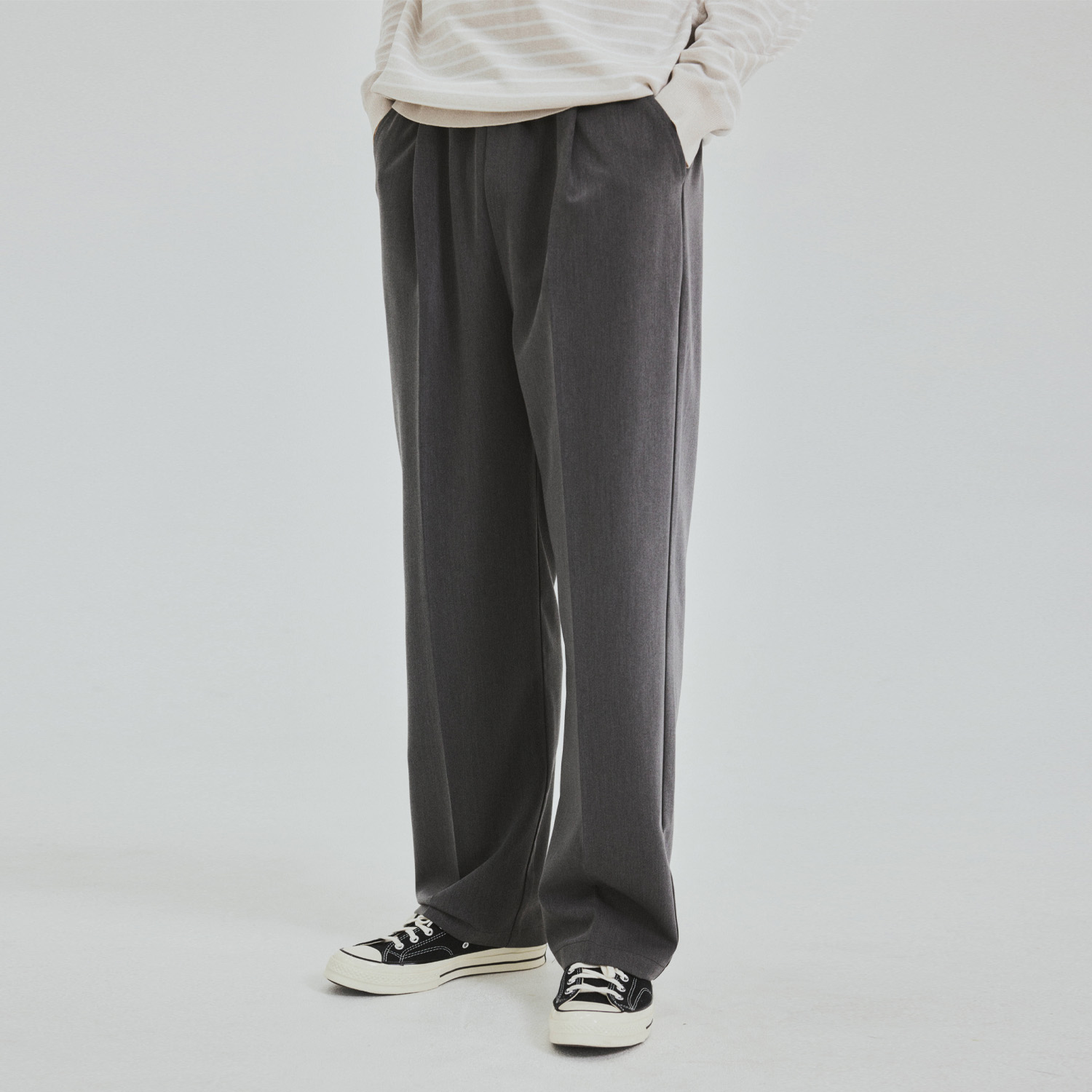 Easy TR Semi-Wide Banding Slacks 3COLOR - 감도 깊은 취향