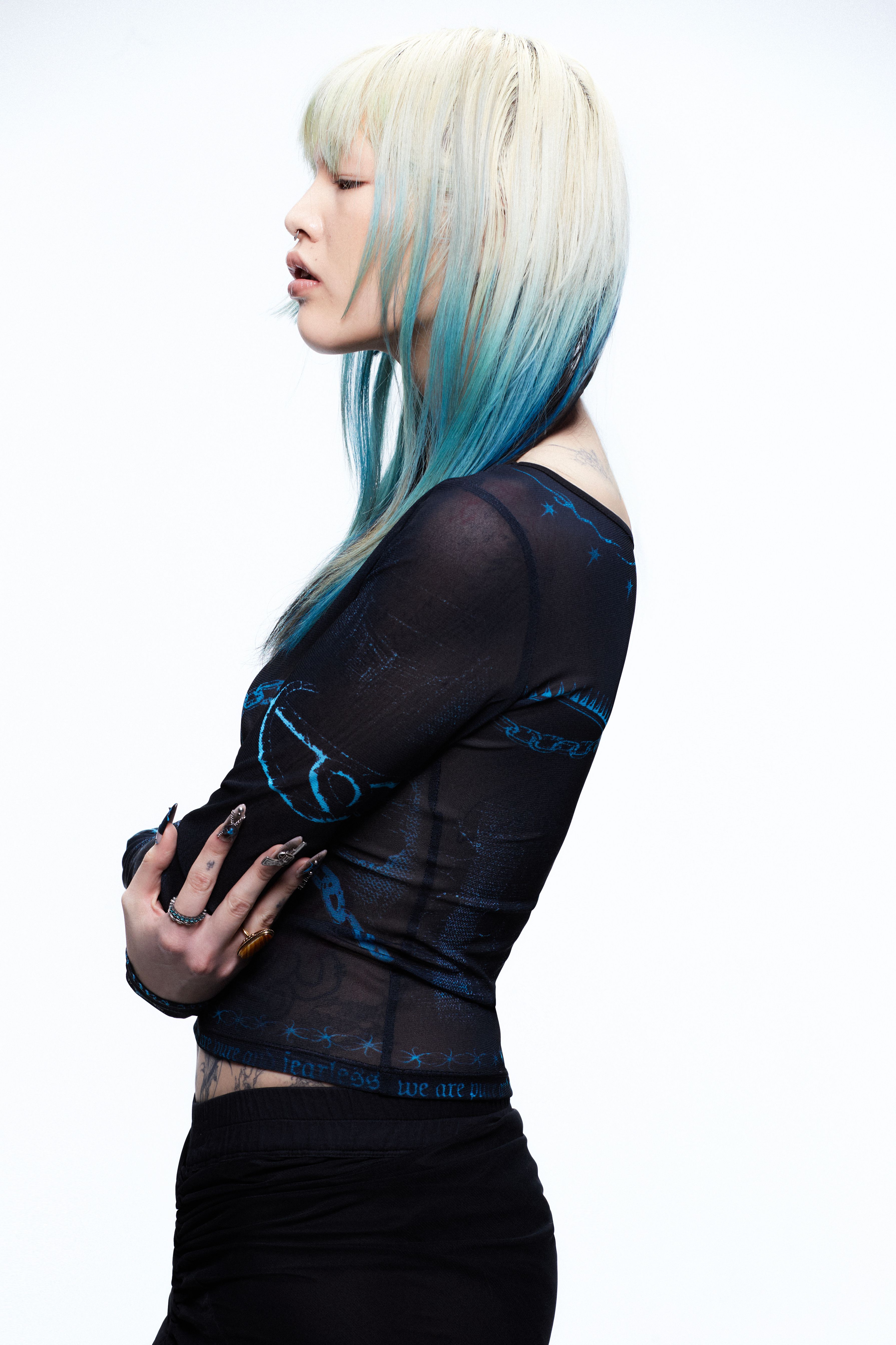 2000 아카이브스]YEAR OF SNAKE TATTOO MESH TOP (BLACK)