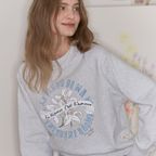 [논로컬 X 이하여백] Lily Hand Drawing Sweatshirt - Light Grey