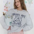 [논로컬 X 이하여백] Rose Hand Drawing Sweatshirt - Light Grey