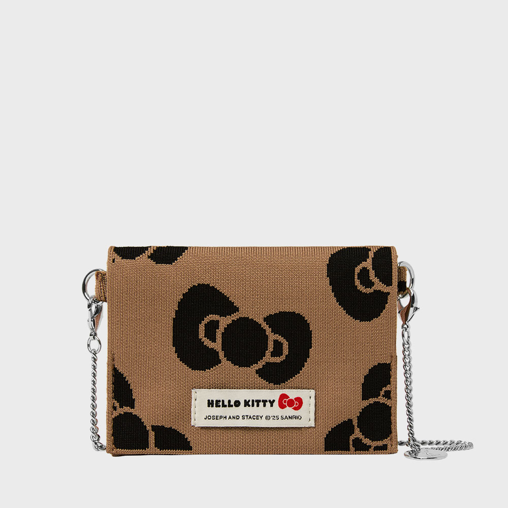 【JOSEPH&STACEY】Lucky Knit Card Wallet Chain Leopard Kitty Lucky Knit Card Wallet With Chain Leopard Hello Kitty (ALL