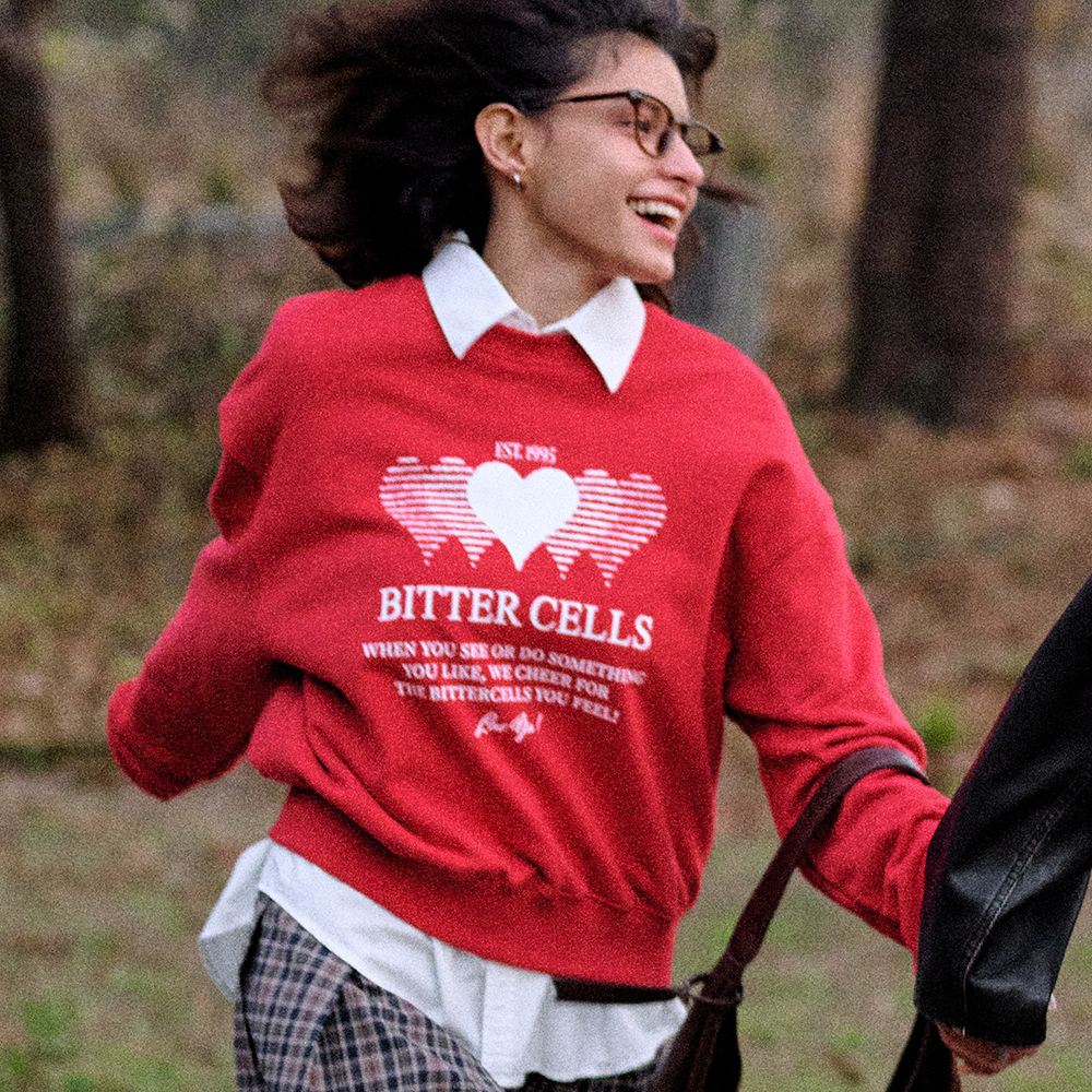 ◇BITTER CELLS◇ [Yeji PICK]Heart Balloon Sweat ShirtRed 예지PICK]Heart Balloon Sweat Shirt-Red - 감도 깊은 취향