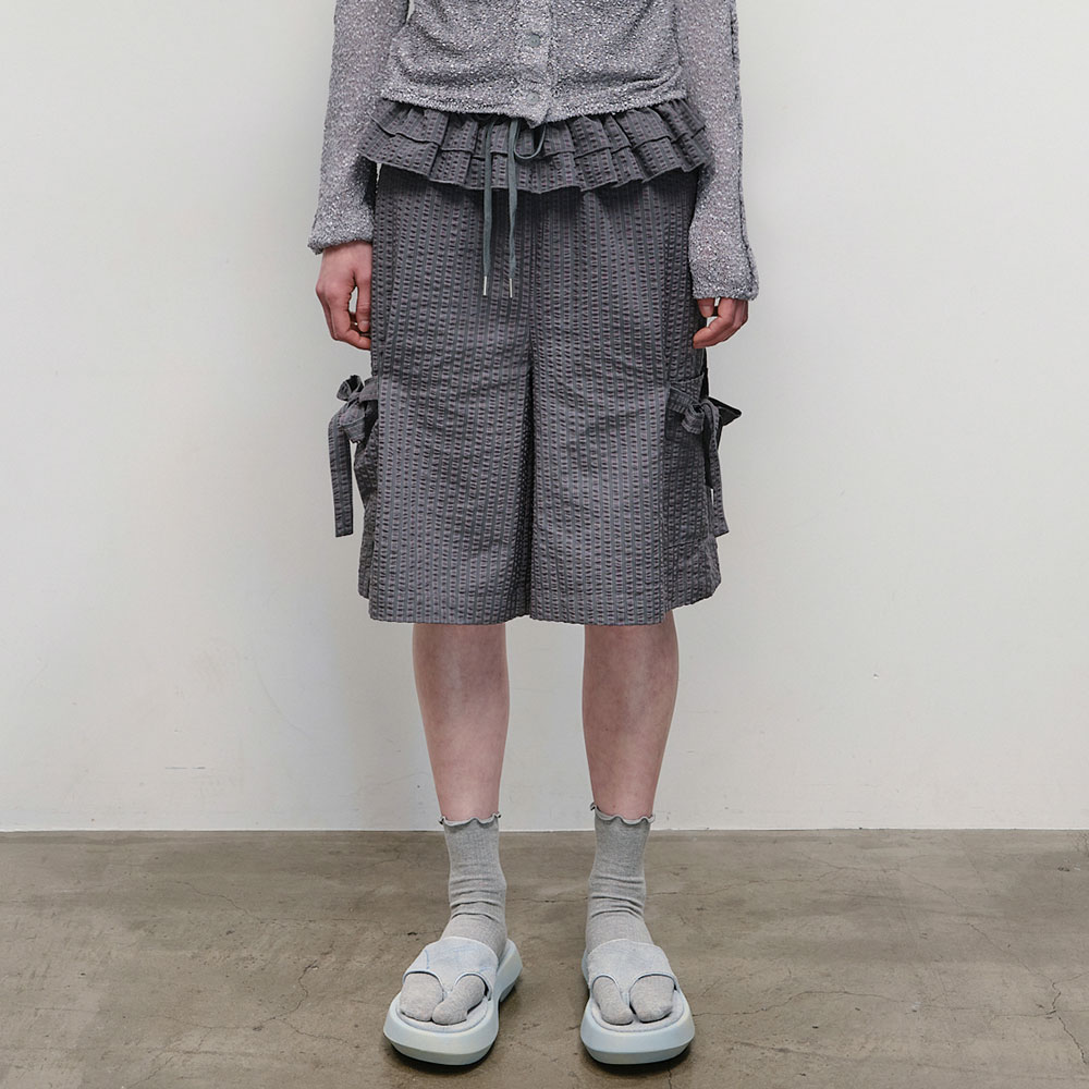 ◆typeservice◆ Textured Ruffled Comfy Pants Gray OSTB07GYF Textured Ruffled Comfy Pants [Gray] - 감도 깊은 취향 셀렉트
