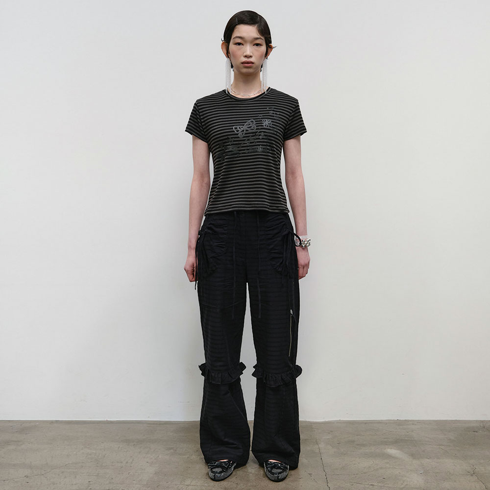 Textured Ruffled Comfy Pants [Gray] - 감도 깊은 취향 셀렉트
