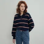SIKN2136 클래식 스트라이프 카라 니트_Navy