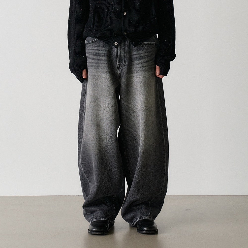 wide curved denim pants (black) - 감도 깊은 취향 셀렉트샵 29CM