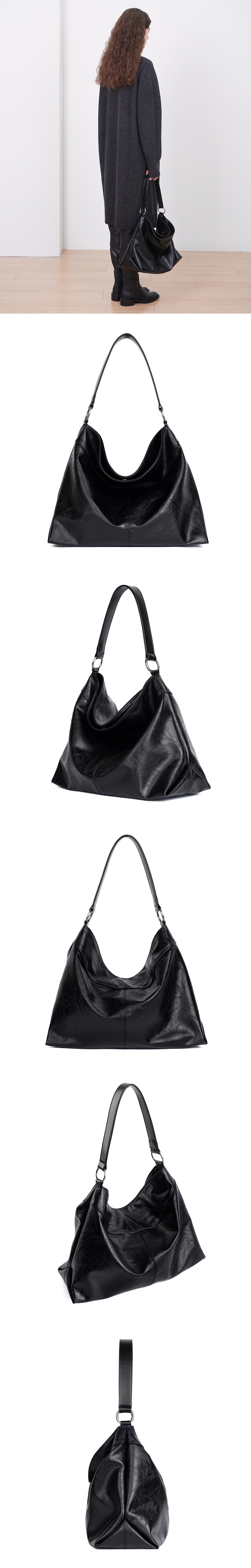 ショルダーバッグ・ポシェット HAHARCHIVE With Seawater Contour Shoulder Bag Leather Black hah Archive Contour Shoulder Bag Leather Black on Bunjang