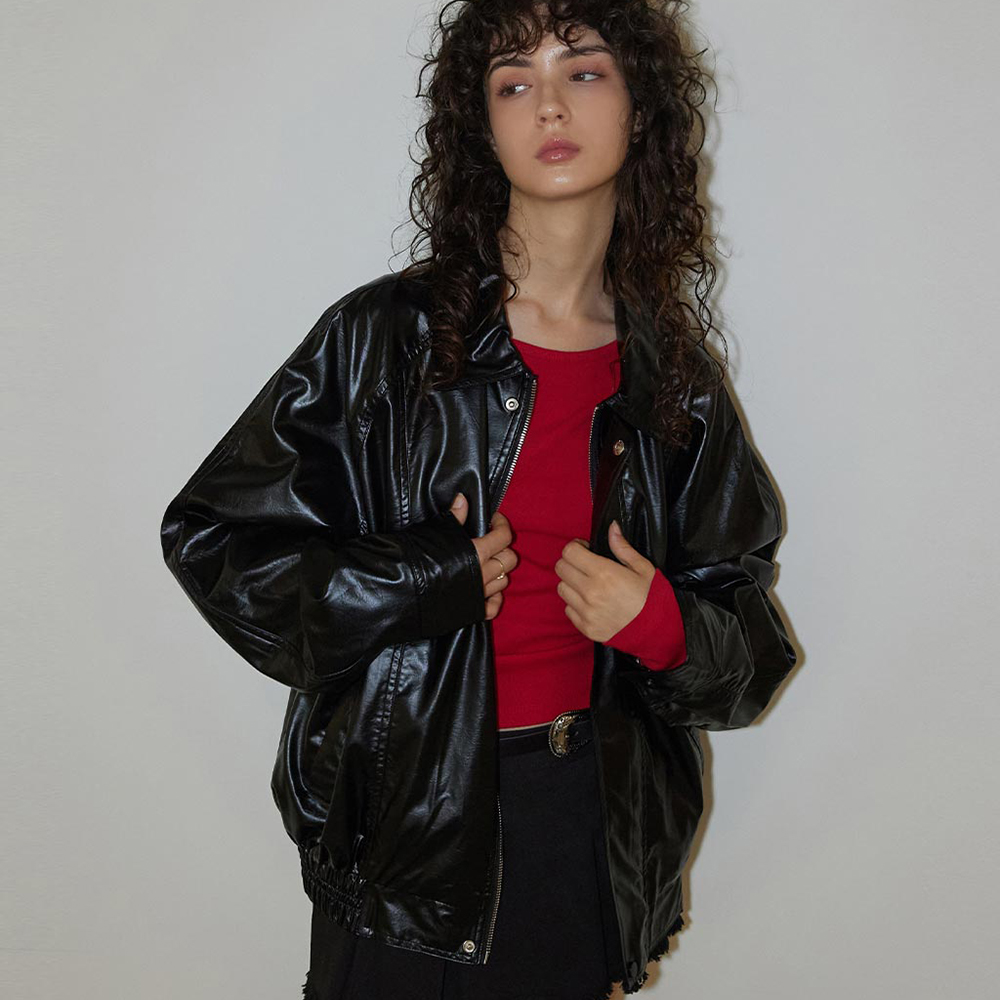 韓国商品/ROCKCAKE Overfit Leather Blouson Jacket 韓国商品/ROCKCAKE Overfit Leather Blouson Jacket