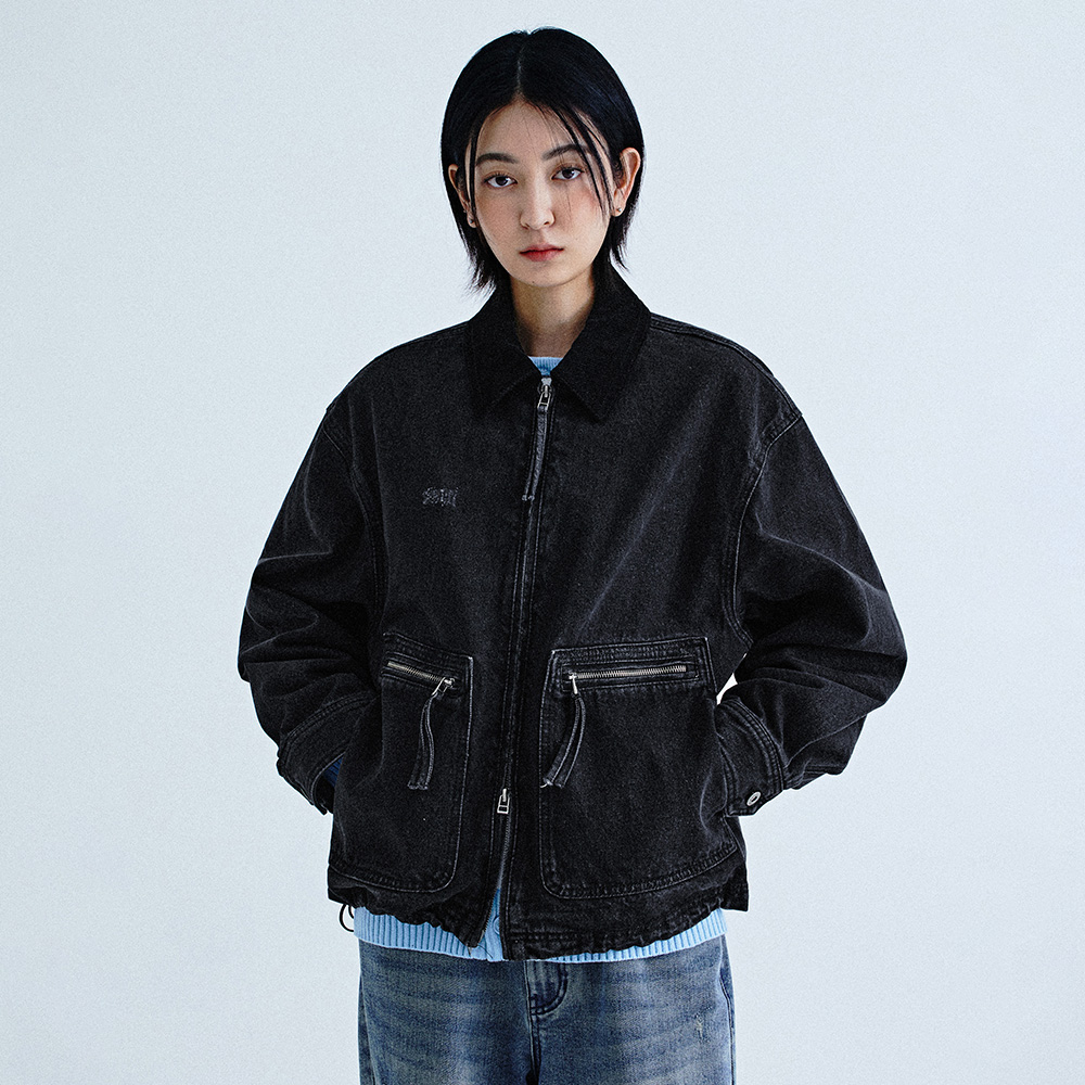 ジャケット WOOALONG Nonfade curve stitch denim jacket INDIGO WL241DJK0 WOOALONG]UNISEX☆Non-fade curve stitch denim jacket アウター