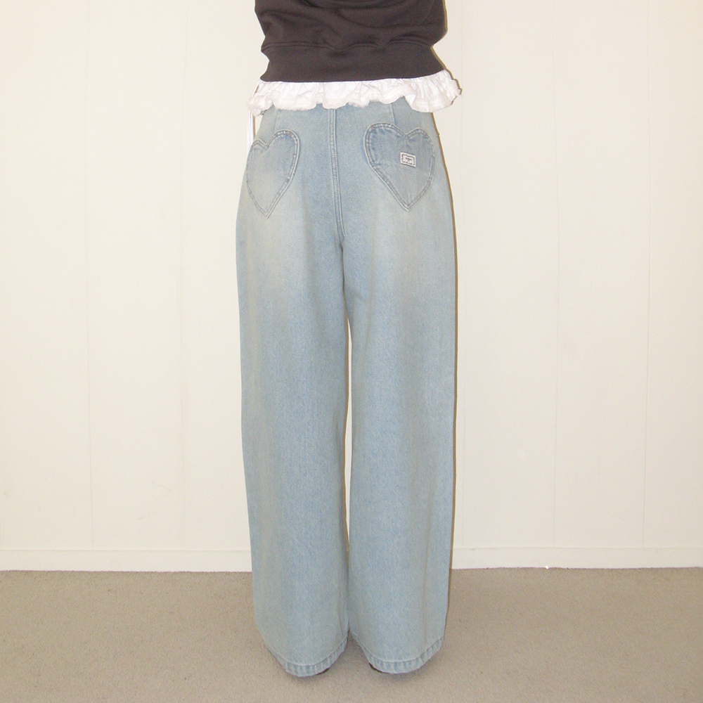 BACK HEART STITCH POCKET DENIM PANTS LIGHT BLUE - 감도 깊은