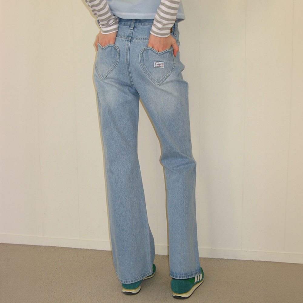 [RONRON]BACK HEART STITCH POCKET DENIM パンツ★新作・24AW★ RONRON BACK HEART STITCH POCKET DENIM PANTS INDIGO BLUE