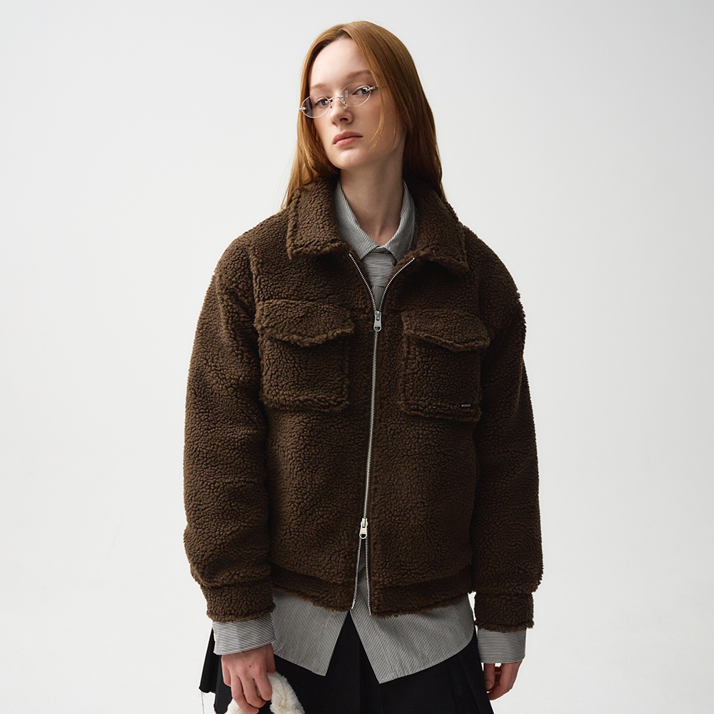 ♥MARITHE♥NU WEEK FUR OVERSIZED ZIP-UP JACKET NU WEEK FUR OVERSIZED ZIP-UP JACKET dark brown - 감도 깊은